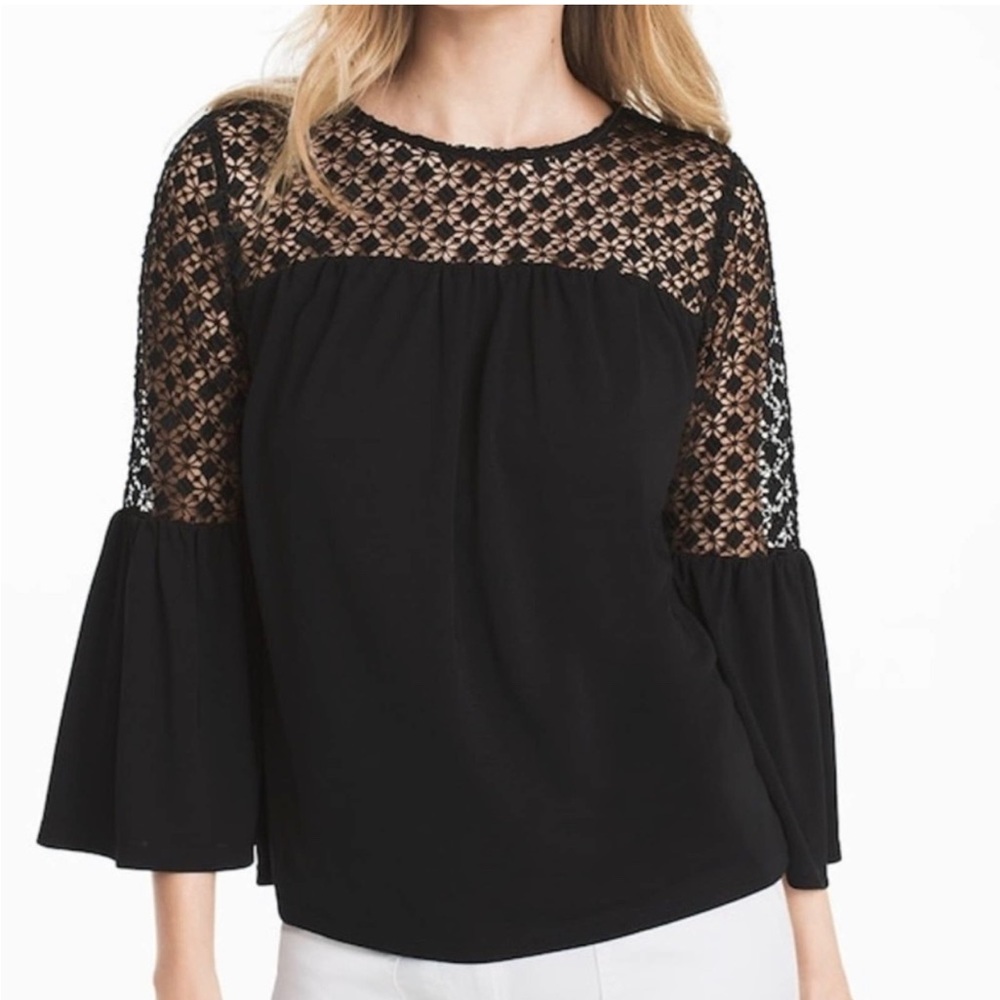 White  House Black Market | Bell Sleeved | Crochet Lace Panel | Size Small